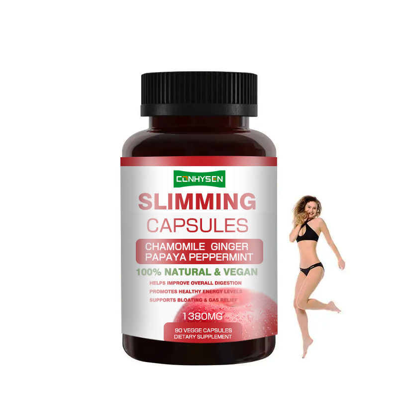 카모마일 생강이 함유된 공장 직송 100% 비건 슬리밍 캡슐, 전반적인 소화 개선에 도움