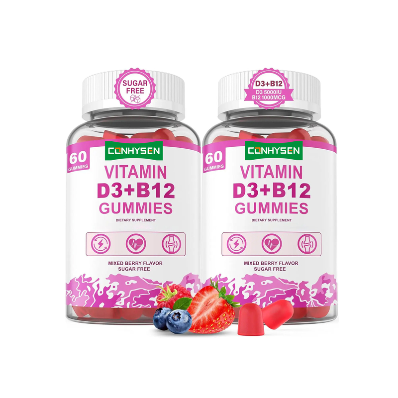공장 직송 무설탕 뇌 활력 증진 전반적인 심장 건강 비타민 D3 B12 젤리