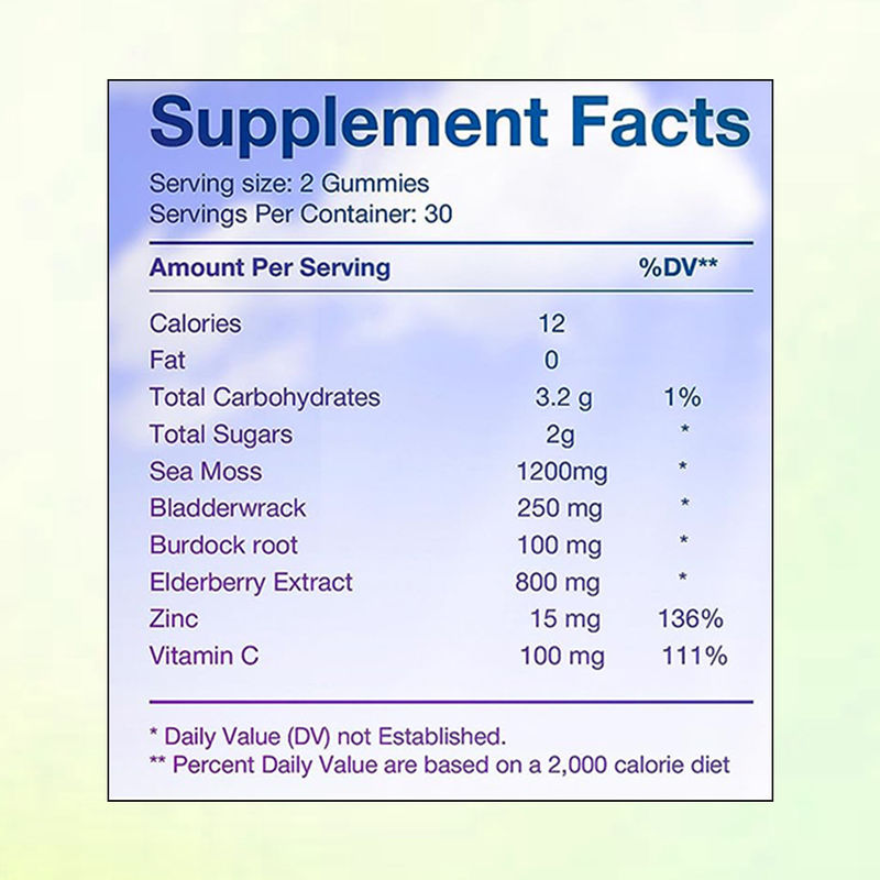 항산화 보조를 위해 비타민 C를 가진 바닷물 모스 고미