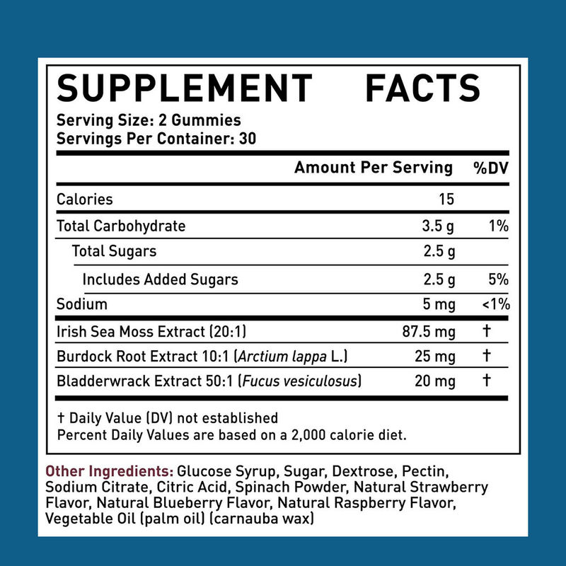 유기농 아일랜드 바다 모스 추출 Gummies 공장 공급 청소 및 해독
