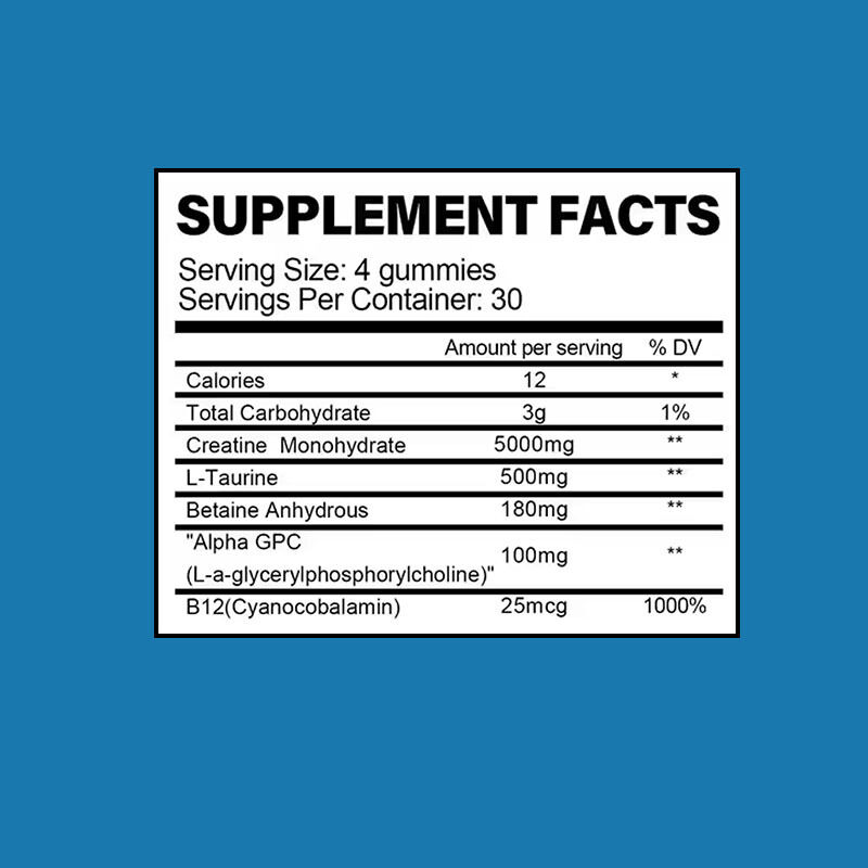 맞춤형 스포츠 크레아틴 모노하이드레이트 젤리 성인용 운동 전 근육 성장 알약 에너지 부스팅 크레아틴 보충제