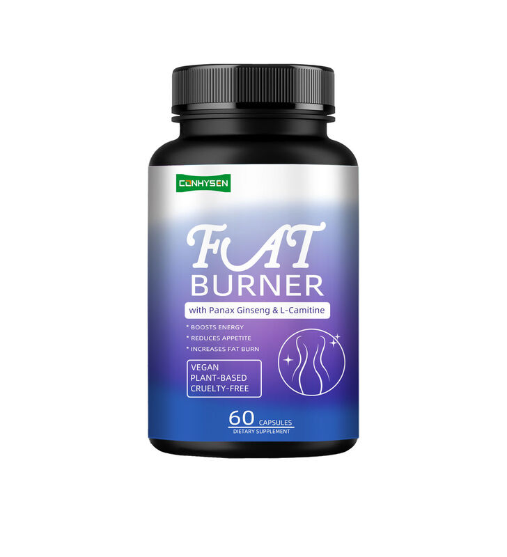 남성 여성용 최고 품질 지방 연소 보충제 (인삼, L-카르니틴 추출물 함유) 60 베지터리언 지방 식이섬유