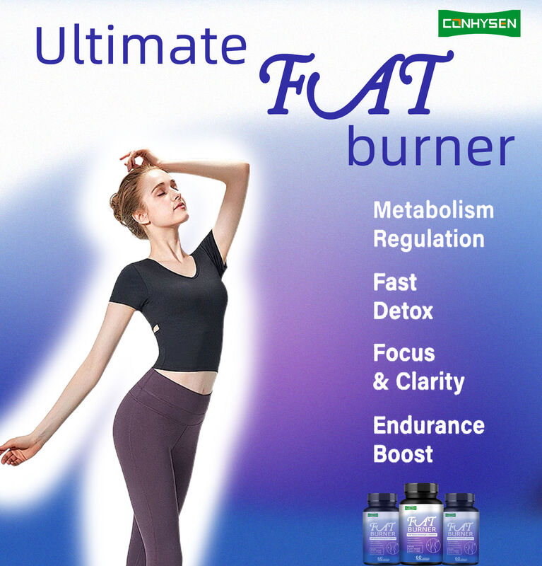 남성 여성용 최고 품질 지방 연소 보충제 (인삼, L-카르니틴 추출물 함유) 60 베지터리언 지방 식이섬유