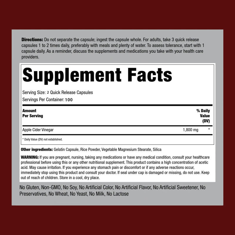 남성 여성용 OEM/ODM ACV 보충제 소화 & 해독 체중 관리 사과 식초 캡슐